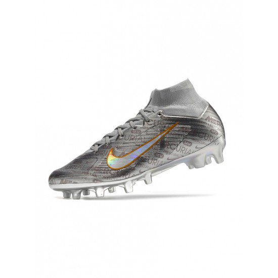 Nike Zoom Mercurial Superfly Ix Elite Xxv Se AG Pro Metallic Silver Black Wolf Grey Soccer Cleats