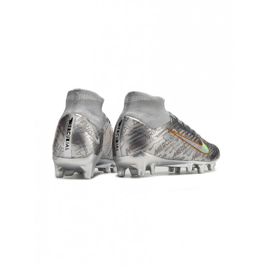 Nike Zoom Mercurial Superfly Ix Elite Xxv Se AG Pro Metallic Silver Black Wolf Grey Soccer Cleats