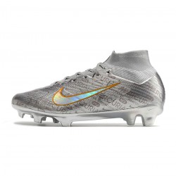 Nike Zoom Mercurial Superfly Ix Elite Xxv Se FG Metallic Silver Black Wolf Grey Soccer Cleats