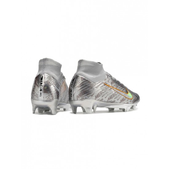 Nike Zoom Mercurial Superfly Ix Elite Xxv Se FG Metallic Silver Black Wolf Grey Soccer Cleats