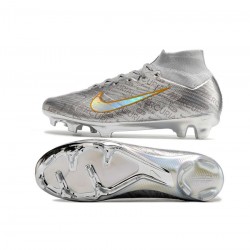 Nike Zoom Mercurial Superfly Ix Elite Xxv Se FG Metallic Silver Black Wolf Grey Soccer Cleats