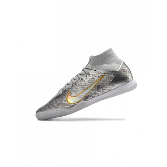 Nike Zoom Mercurial Superfly Ix Elite Xxv Se IC Metallic Silver Black Wolf Grey Soccer Cleats