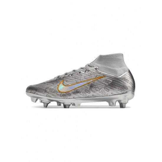 Nike Zoom Mercurial Superfly Ix Elite Xxv Se SG Pro Metallic Silver Black Wolf Grey Soccer Cleats