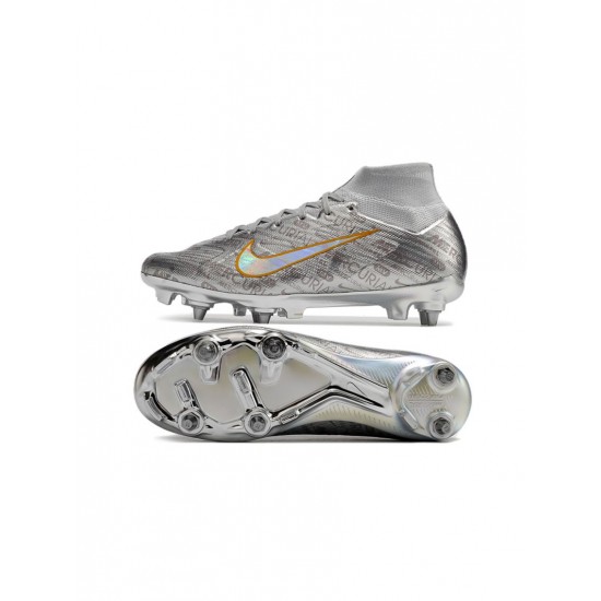 Nike Zoom Mercurial Superfly Ix Elite Xxv Se SG Pro Metallic Silver Black Wolf Grey Soccer Cleats