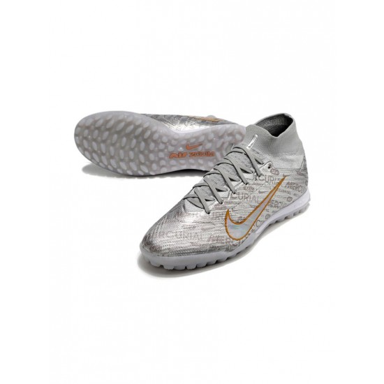 Nike Zoom Mercurial Superfly Ix Elite Xxv Se TF Metallic Silver Black Wolf Grey Soccer Cleats