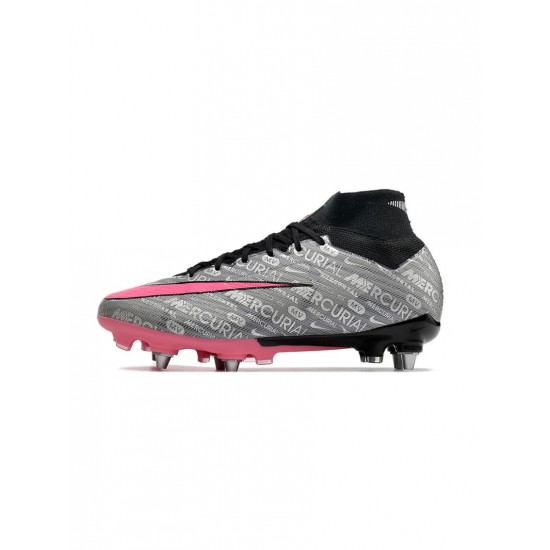 Nike Zoom Mercurial Superfly Ix Elite Xxv SG Pro Metallic Silver Hyper Pink Black Soccer Cleats