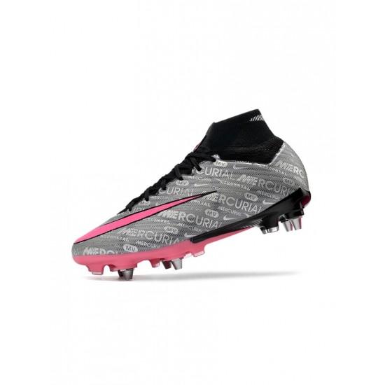 Nike Zoom Mercurial Superfly Ix Elite Xxv SG Pro Metallic Silver Hyper Pink Black Soccer Cleats