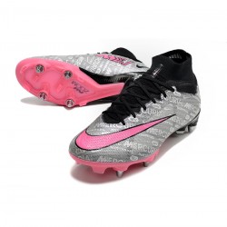 Nike Zoom Mercurial Superfly Ix Elite Xxv SG Pro Metallic Silver Hyper Pink Black Soccer Cleats