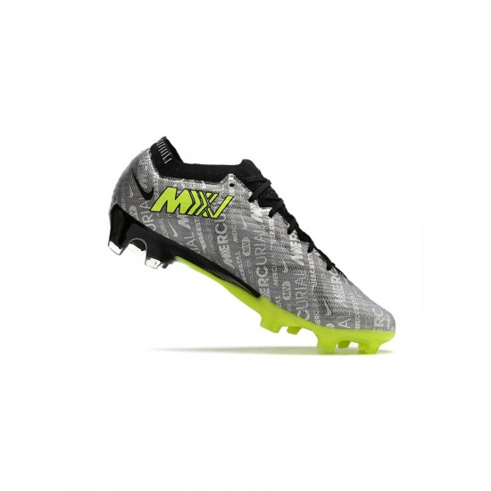 Nike Zoom Mercurial Vapor 15 Elite Xxv FG Silver Black Yellow Soccer Cleats