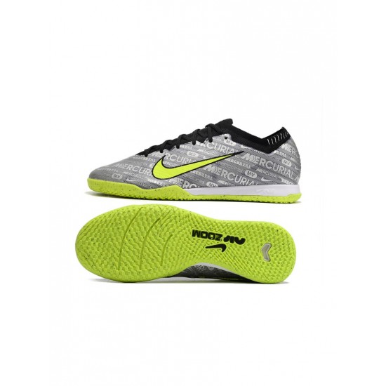 Nike Zoom Mercurial Vapor 15 Elite Xxv IC Silver Black Yellow Soccer Cleats