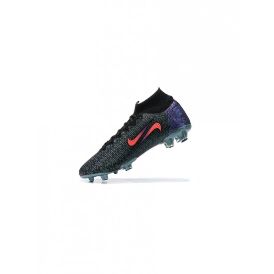 Nike Mercurial Superfly 7 Elite FG Black Fierce Purple Metallic Silver Crimson Soccer Cleats