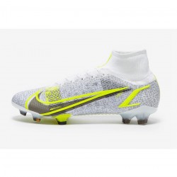 Nike Mercurial Superfly Viii Elite FG White Black Meatallic Silver Volt Soccer Cleats