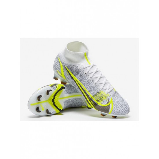 Nike Mercurial Superfly Viii Elite FG White Black Meatallic Silver Volt Soccer Cleats