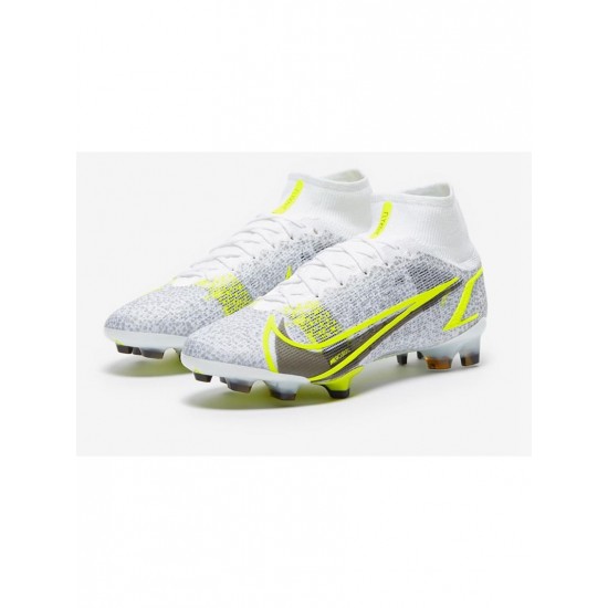 Nike Mercurial Superfly Viii Elite FG White Black Meatallic Silver Volt Soccer Cleats