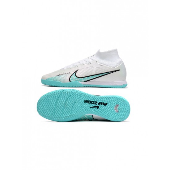 Nike Air Zoom Mercurial Superfly Ix Elite IC White Blue Soccer Cleats