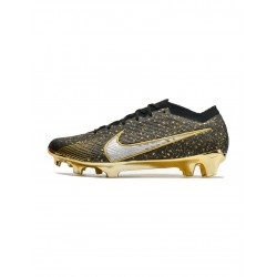 Nike Air Zoom Mercurial Vapor 15 Elite FG Black Gold White Soccer Cleats