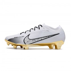 Nike Air Zoom Mercurial Vapor Xv Elite FG Firm Ground White Black Gold Soccer Cleats