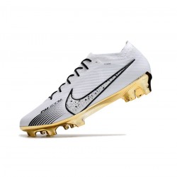 Nike Air Zoom Mercurial Vapor Xv Elite FG Firm Ground White Black Gold Soccer Cleats