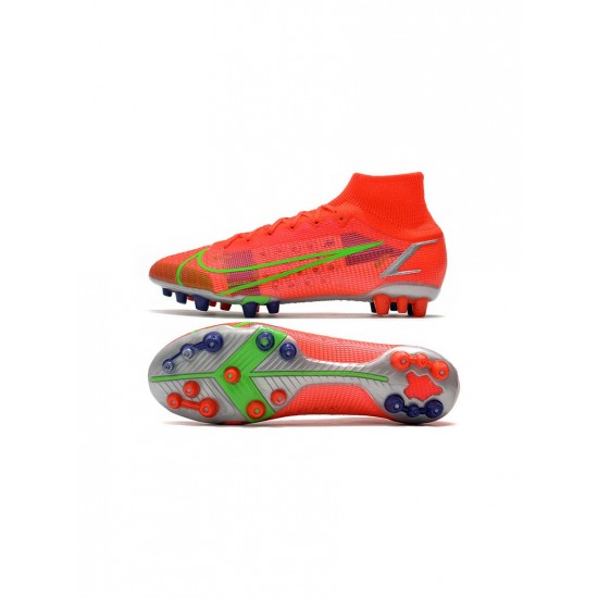 Nike Mercurial Superfly 8 Elite AG Pro Bright Crimson Metallic Silver Soccer Cleats