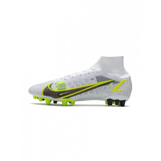 Nike Mercurial Superfly 8 Elite AG Pro Silver Safari Pack White Black Metallic Silver Volt Soccer Cleats