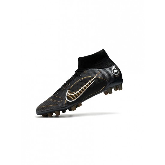 Nike Mercurial Superfly 8 Elite AG Pro Black Metallic Gold Metallic Silver Soccer Cleats