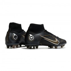 Nike Mercurial Superfly 8 Elite AG Pro Black Metallic Gold Metallic Silver Soccer Cleats