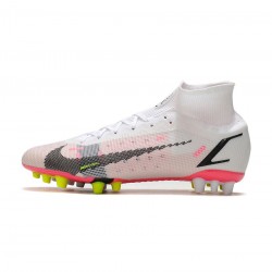 Nike Mercurial Superfly 8 Elite AG Pro White Black Bright Crimsonpink Blast Soccer Cleats