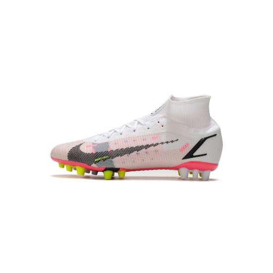 Nike Mercurial Superfly 8 Elite AG Pro White Black Bright Crimsonpink Blast Soccer Cleats