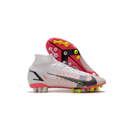 Nike Mercurial Superfly 8 Elite AG Pro White Black Bright Crimsonpink Blast Soccer Cleats