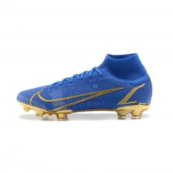 Nike Mercurial Superfly 8 Elite FG Blue Gold  Soccer Cleats