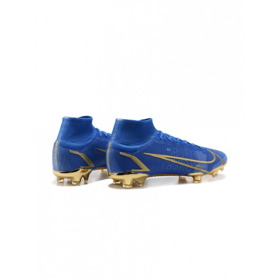 Nike Mercurial Superfly 8 Elite FG Blue Gold  Soccer Cleats