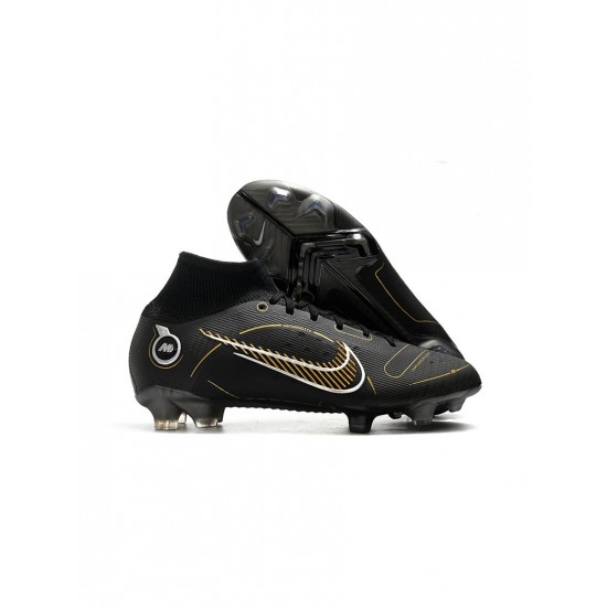 Nike Mercurial Superfly 8 Elite FG Shadow Black Metallic Gold Metallic Silver Soccer Cleats