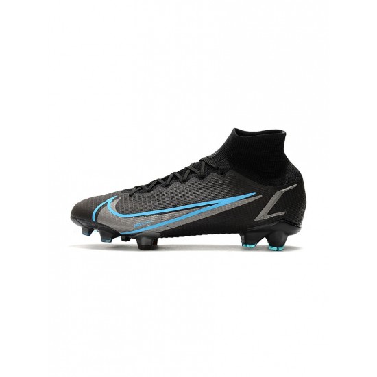 Nike Mercurial Superfly 8 Elite FG Black Iron Grey University Blue Soccer Cleats