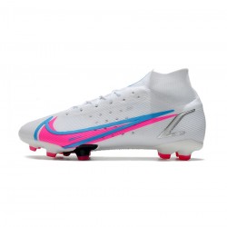 Nike Mercurial Superfly 8 Elite FG White Blue Pink Soccer Cleats