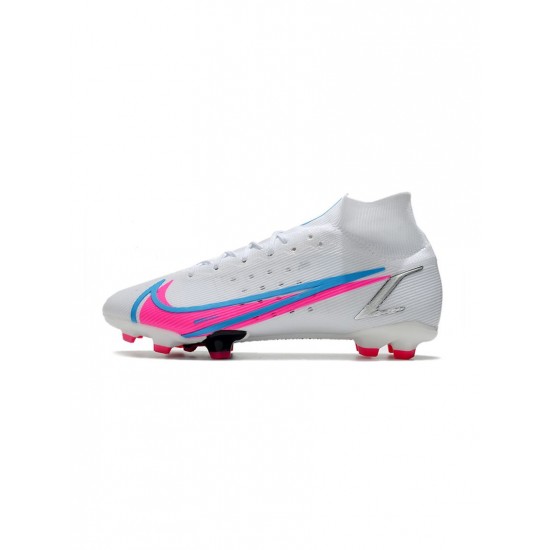 Nike Mercurial Superfly 8 Elite FG White Blue Pink Soccer Cleats