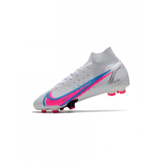 Nike Mercurial Superfly 8 Elite FG White Blue Pink Soccer Cleats