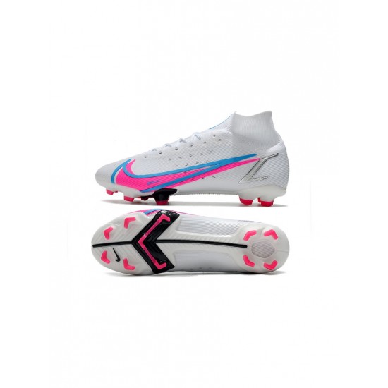 Nike Mercurial Superfly 8 Elite FG White Blue Pink Soccer Cleats