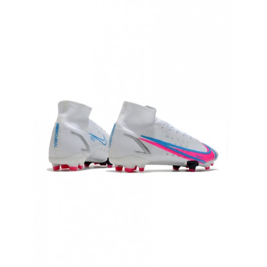 Nike Mercurial Superfly 8 Elite FG White Blue Pink Soccer Cleats