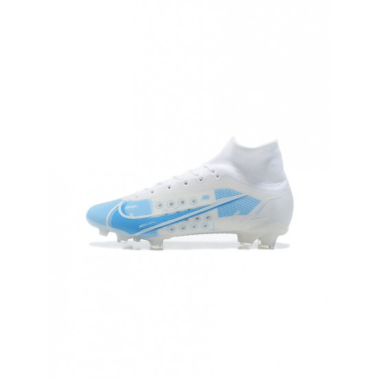 Nike Mercurial Superfly 8 Elite FG White Blue  Soccer Cleats