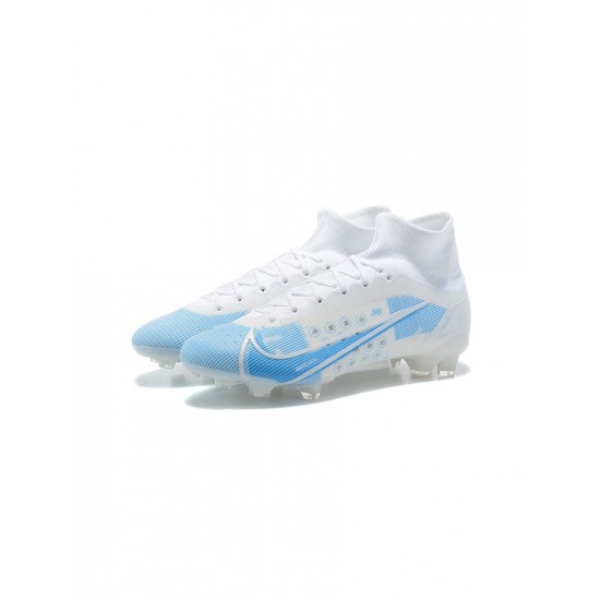 Nike Mercurial Superfly 8 Elite FG White Blue  Soccer Cleats