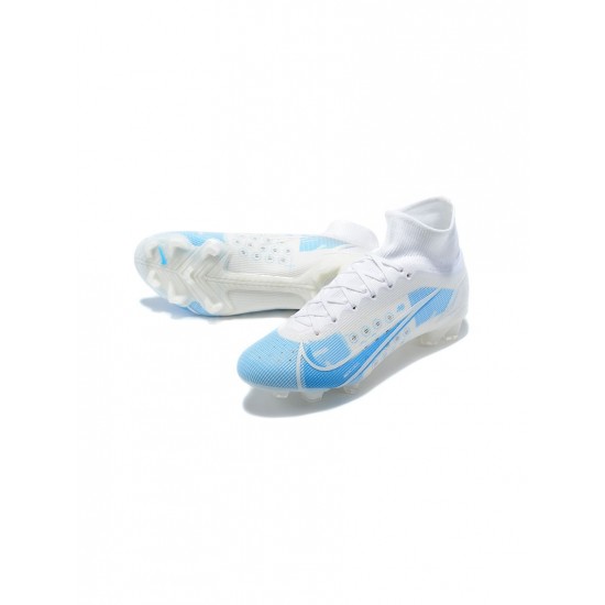 Nike Mercurial Superfly 8 Elite FG White Blue  Soccer Cleats