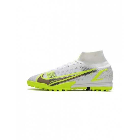 Nike Mercurial Superfly 8 Elite Safari TF White Black Metallic Silver Volt Soccer Cleats