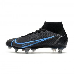 Nike Mercurial Superfly 8 Elite SG Pro Black Iron Grey University Blue Soccer Cleats