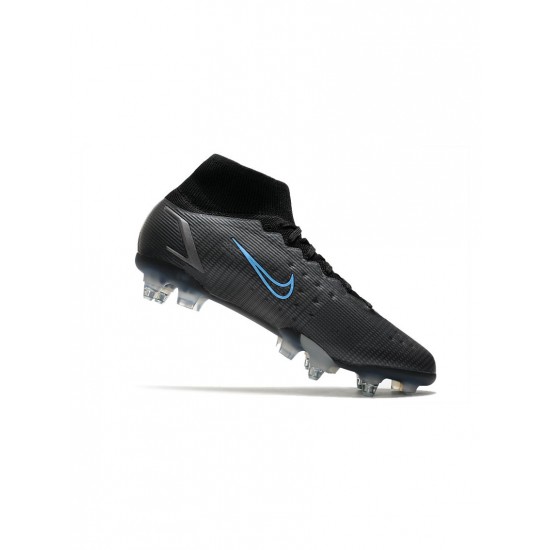 Nike Mercurial Superfly 8 Elite SG Pro Black Iron Grey University Blue Soccer Cleats