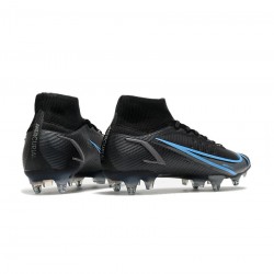 Nike Mercurial Superfly 8 Elite SG Pro Black Iron Grey University Blue Soccer Cleats