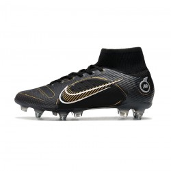 Nike Mercurial Superfly 8 Elite SG Pro Black Metallic Gold Metallic Silver Soccer Cleats