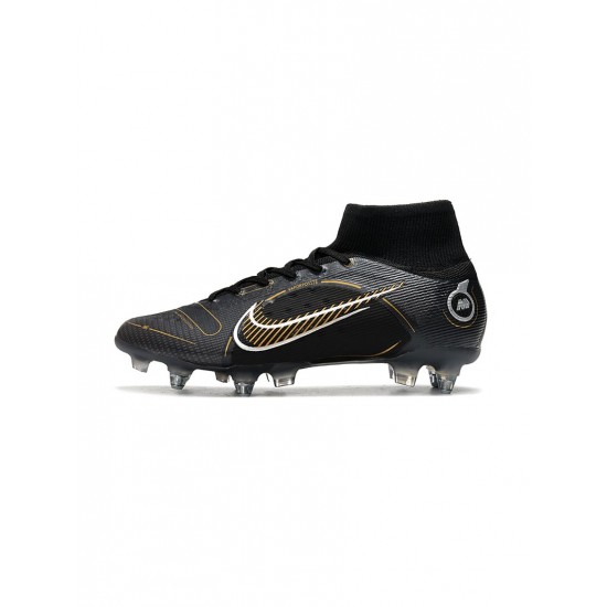 Nike Mercurial Superfly 8 Elite SG Pro Black Metallic Gold Metallic Silver Soccer Cleats