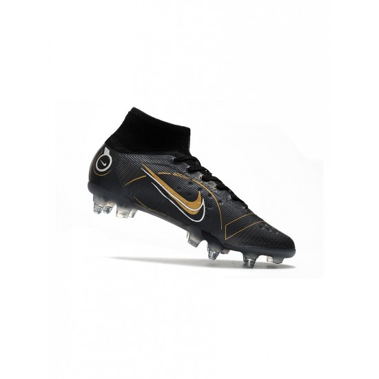 Nike Mercurial Superfly 8 Elite SG Pro Black Metallic Gold Metallic Silver Soccer Cleats