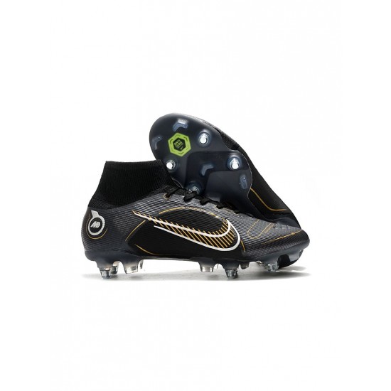 Nike Mercurial Superfly 8 Elite SG Pro Black Metallic Gold Metallic Silver Soccer Cleats