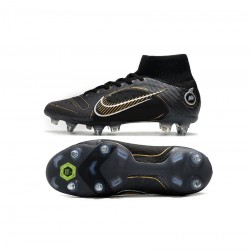 Nike Mercurial Superfly 8 Elite SG Pro Black Metallic Gold Metallic Silver Soccer Cleats